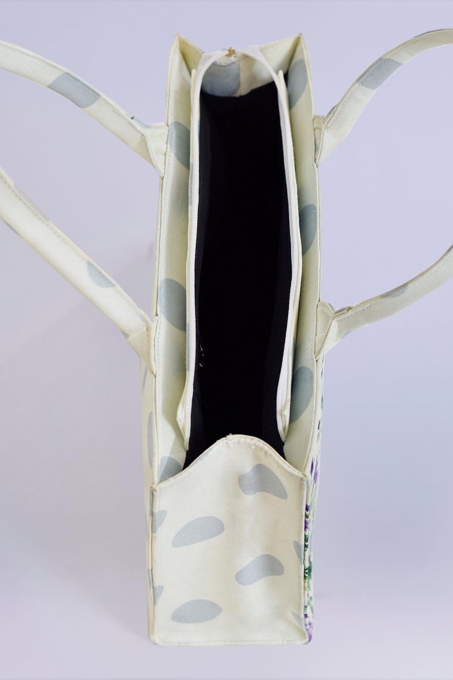 Zeebon White & Purple Floral Canvas Bag