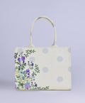 Zeebon White & Purple Floral Canvas Bag