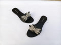 Zeeboon Black Bow Transparent Strap Flats for Ladies