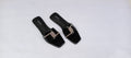 Zeeboon Black Transparent Strap Flats for Ladies