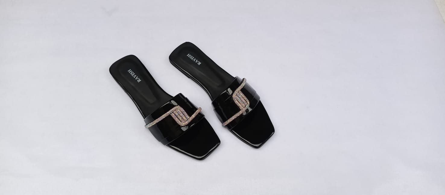 Zeeboon Black Transparent Strap Flats for Ladies