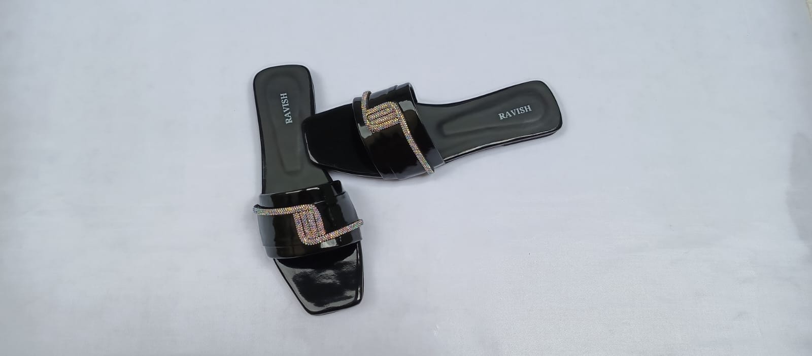 Zeeboon Black Transparent Strap Flats for Ladies