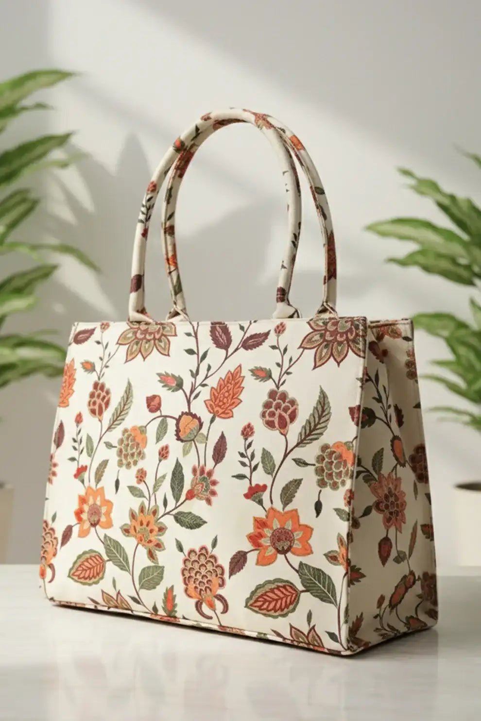 Zeeboon Canvas Tote Beige Multiflower