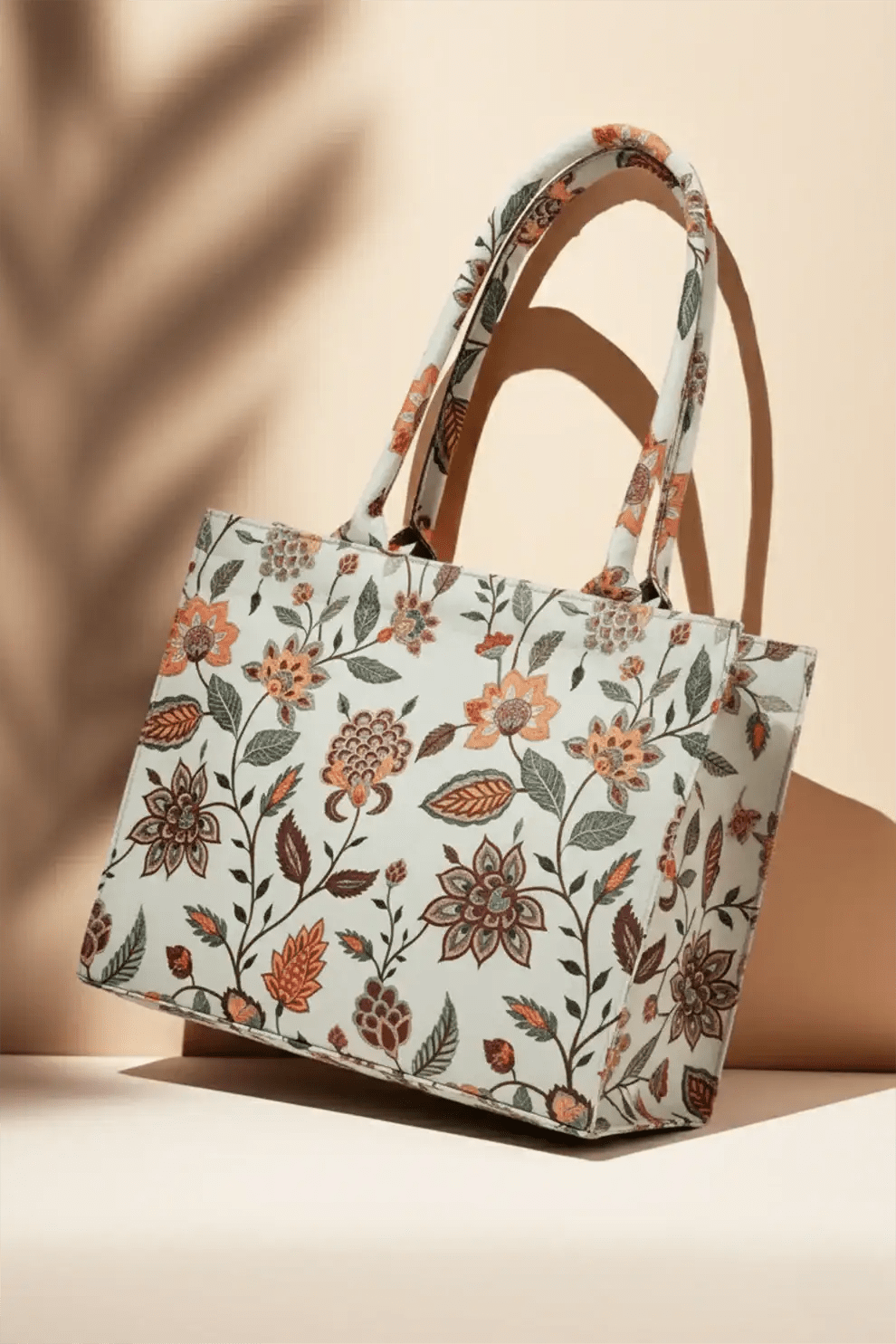 Zeeboon Canvas Tote Beige Multiflower