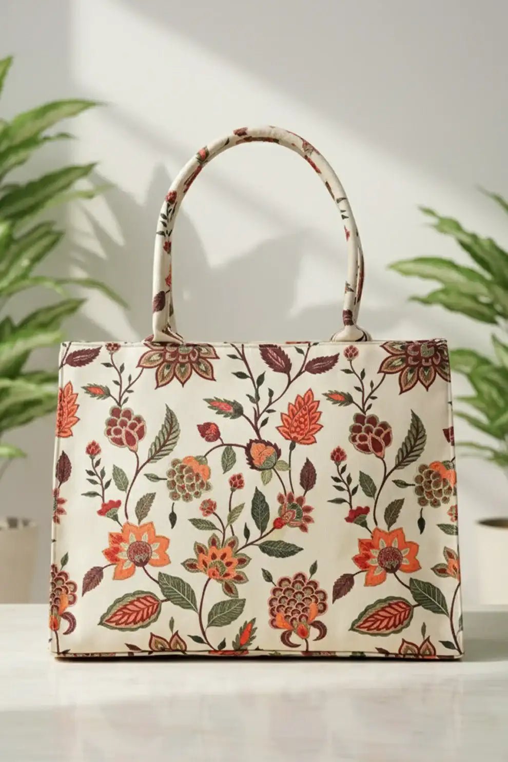 Zeeboon Canvas Tote Beige Multiflower