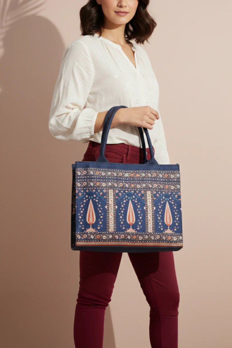 Zeeboon Canvas Tote Blue Folk
