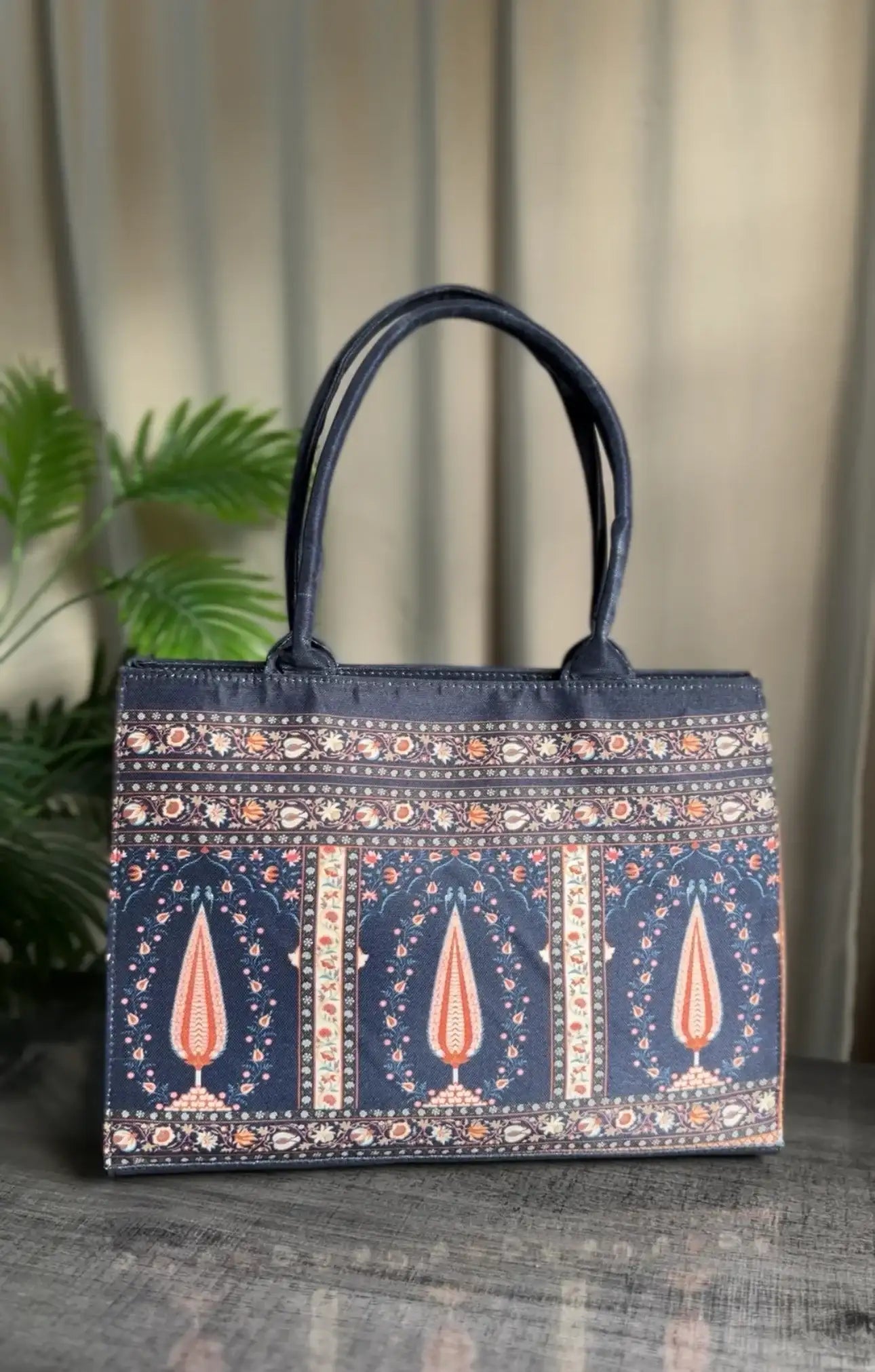 Zeeboon Canvas Tote Blue Folk