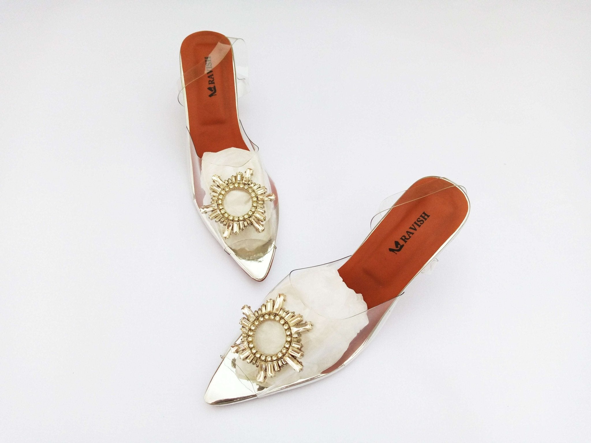 Zeeboon Silver Transparent Heels for Ladies