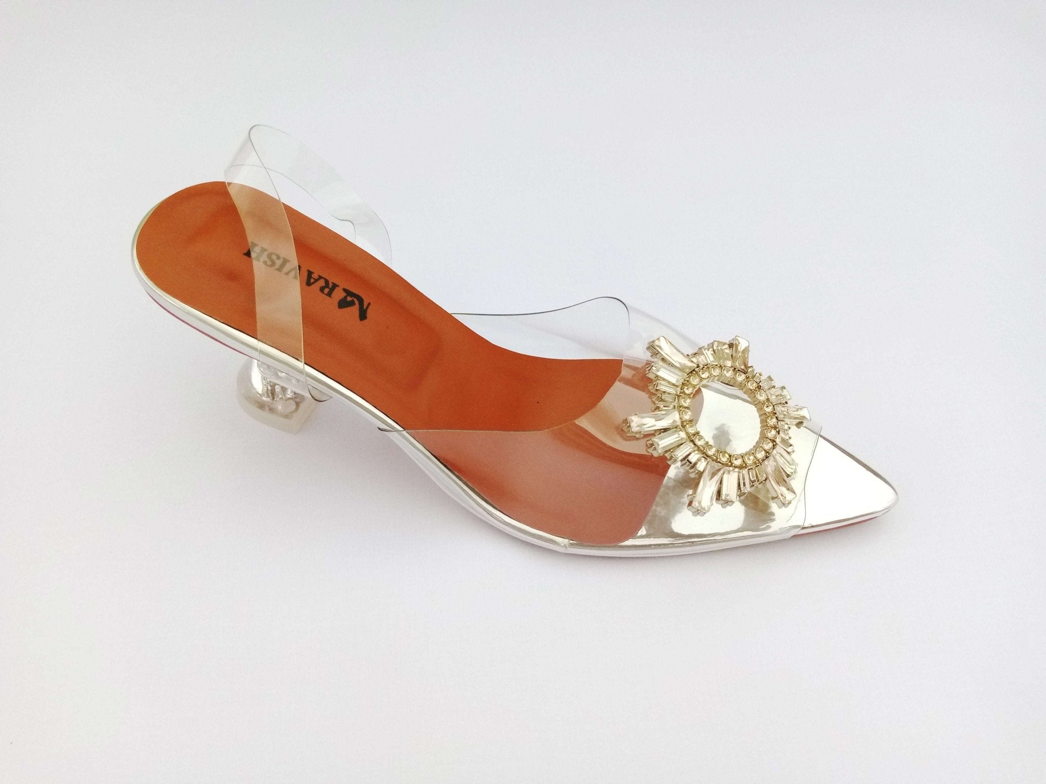 Zeeboon Silver Transparent Heels for Ladies