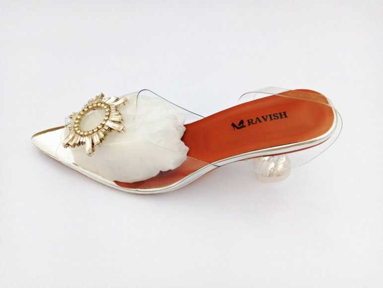 Zeeboon Silver Transparent Heels for Ladies